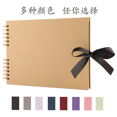 跨境爆款线圈DIY相册本创意蝴蝶结粘贴式手工剪贴卡册现货批发