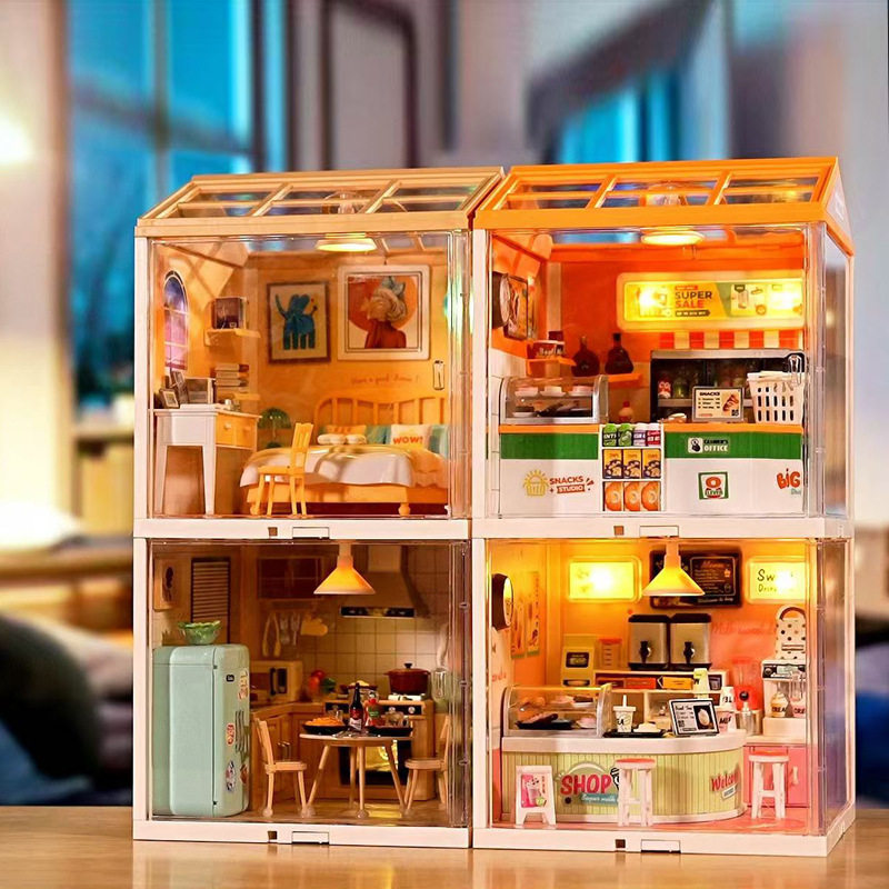 嘉尔乐diy小屋卧室奶茶店积木拼装手工立体建筑模型组合房子 玩具