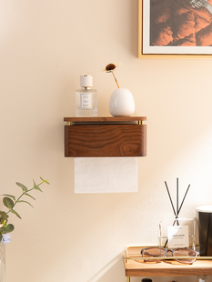 创意轻奢实木卫生间纸巾盒免打孔厕所擦手纸盒置物架壁挂餐巾纸盒