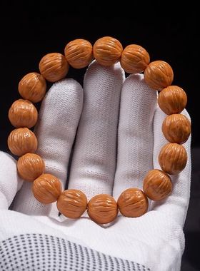 土豪凤羽桃核老树王野生猴头手串