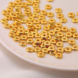 6mm18K包金隔珠散珠光面扁珠金色隔片diy手链饰品配件