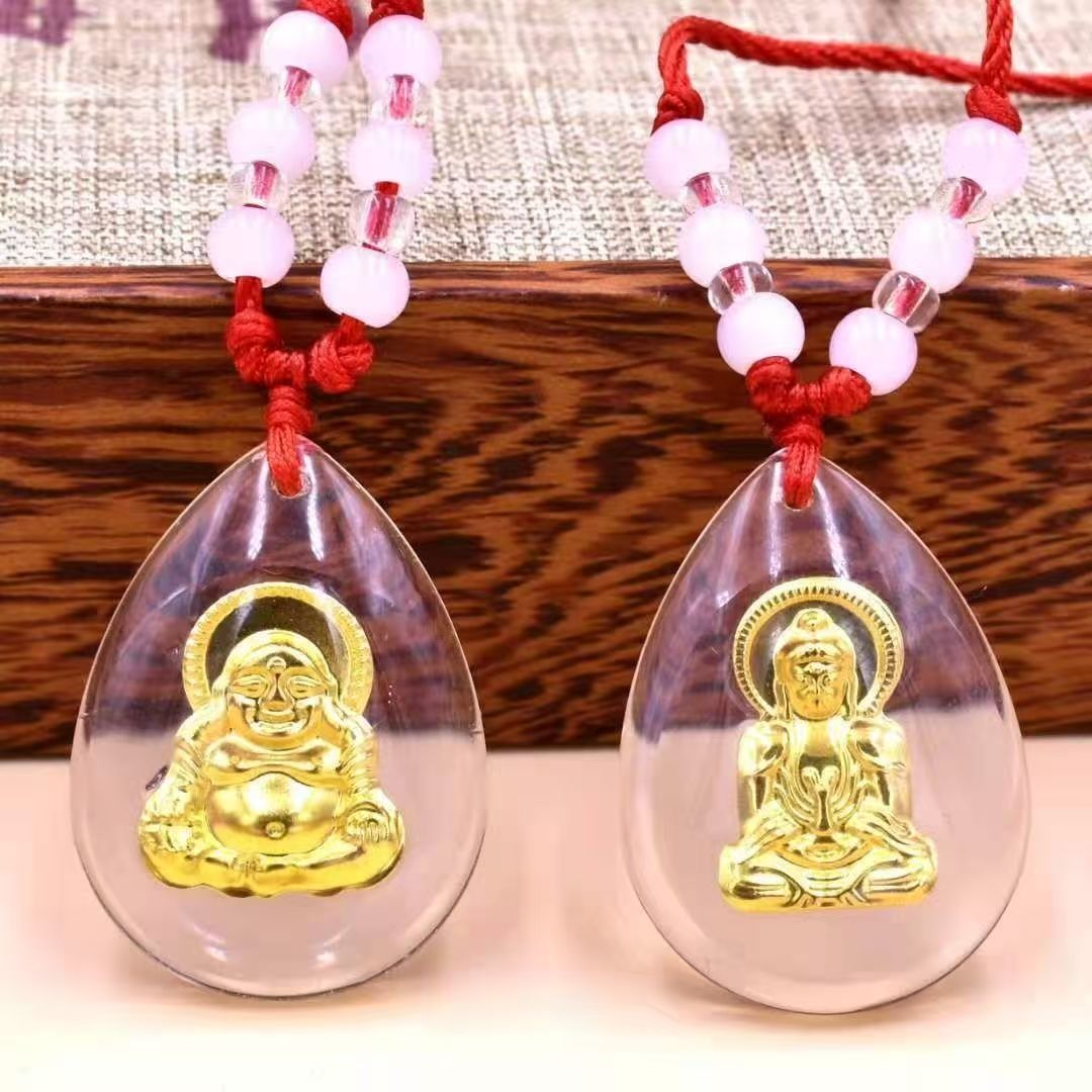 仿金观音佛吊坠红绳项链