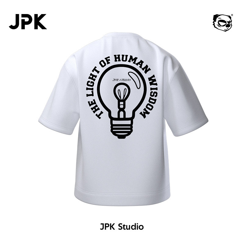 JPK 智慧之光 原创国潮短袖T恤大码宽松男士潮牌时尚夏季印花百搭