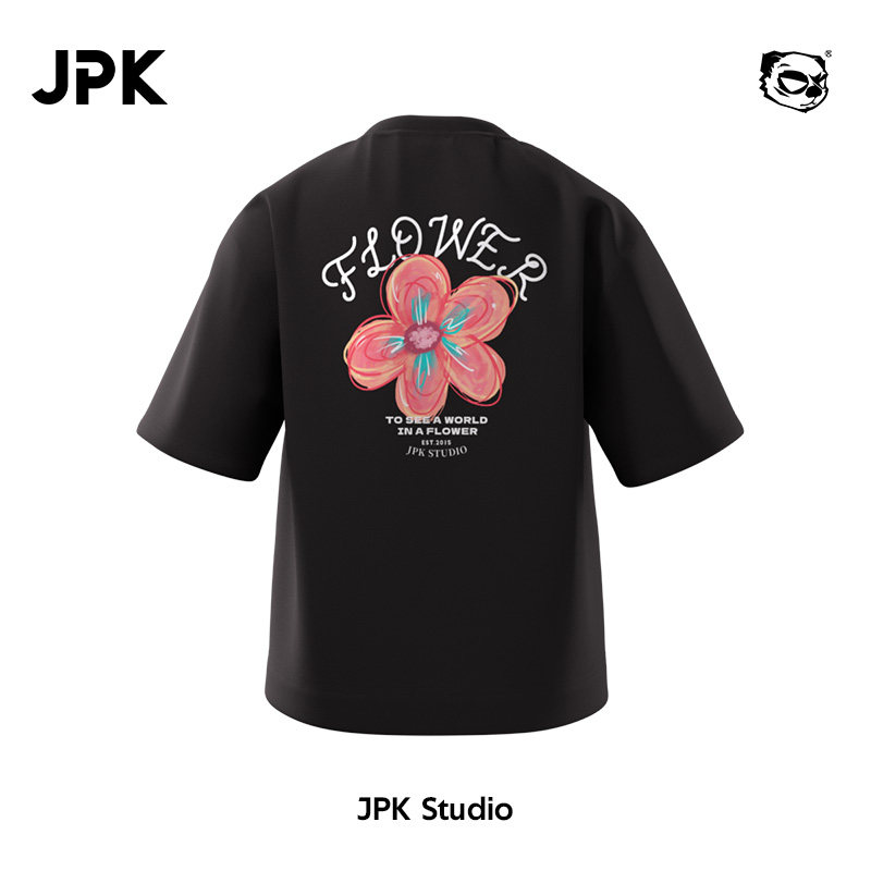 JPK手绘花朵原创国潮短袖T恤T恤