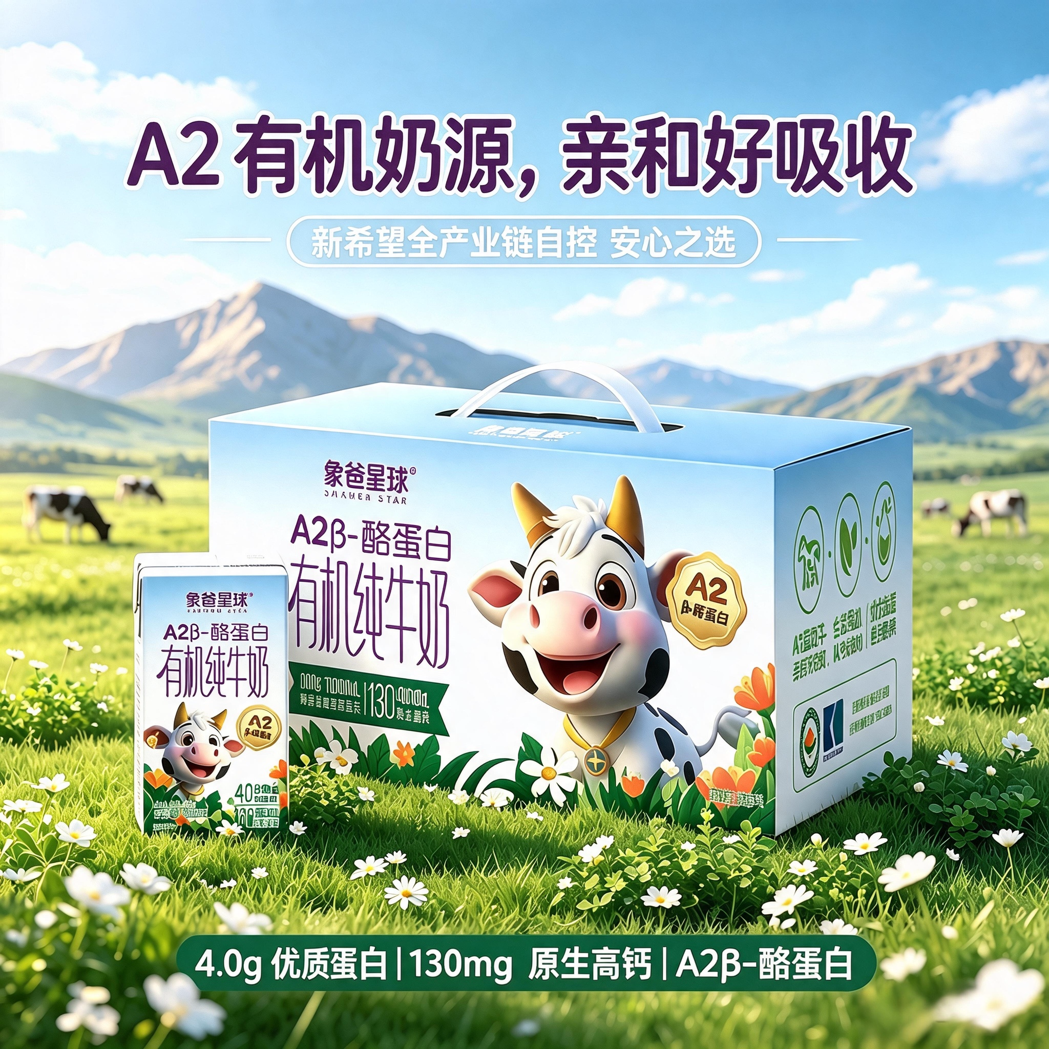 象爸星球4.0蛋白A2有机纯牛奶