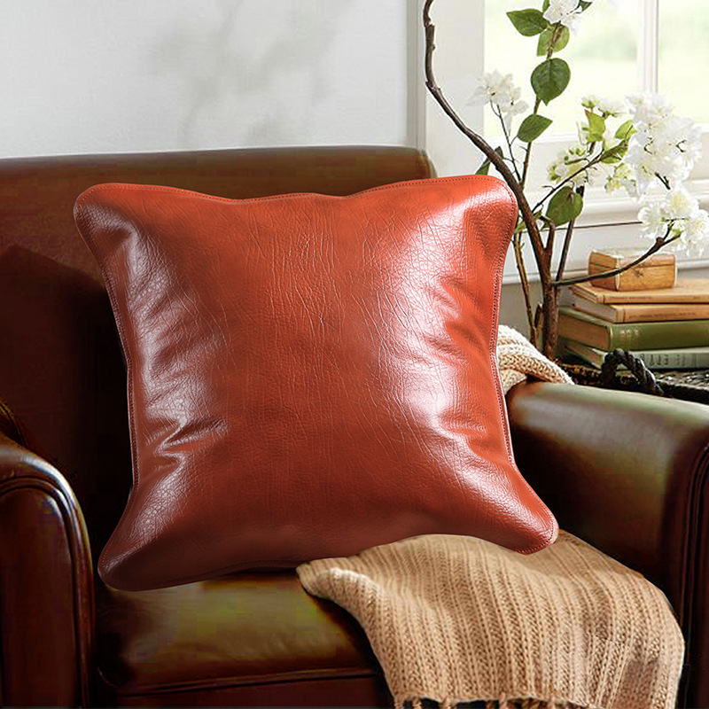 头层水牛皮抱枕夏凉牛皮靠垫床头含枕芯靠枕汽车真皮垫子沙发