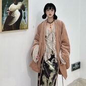 观山也｜新中式 丝绒棉服 复古新中式 棉服女冬季 粉色轻国风外套大码