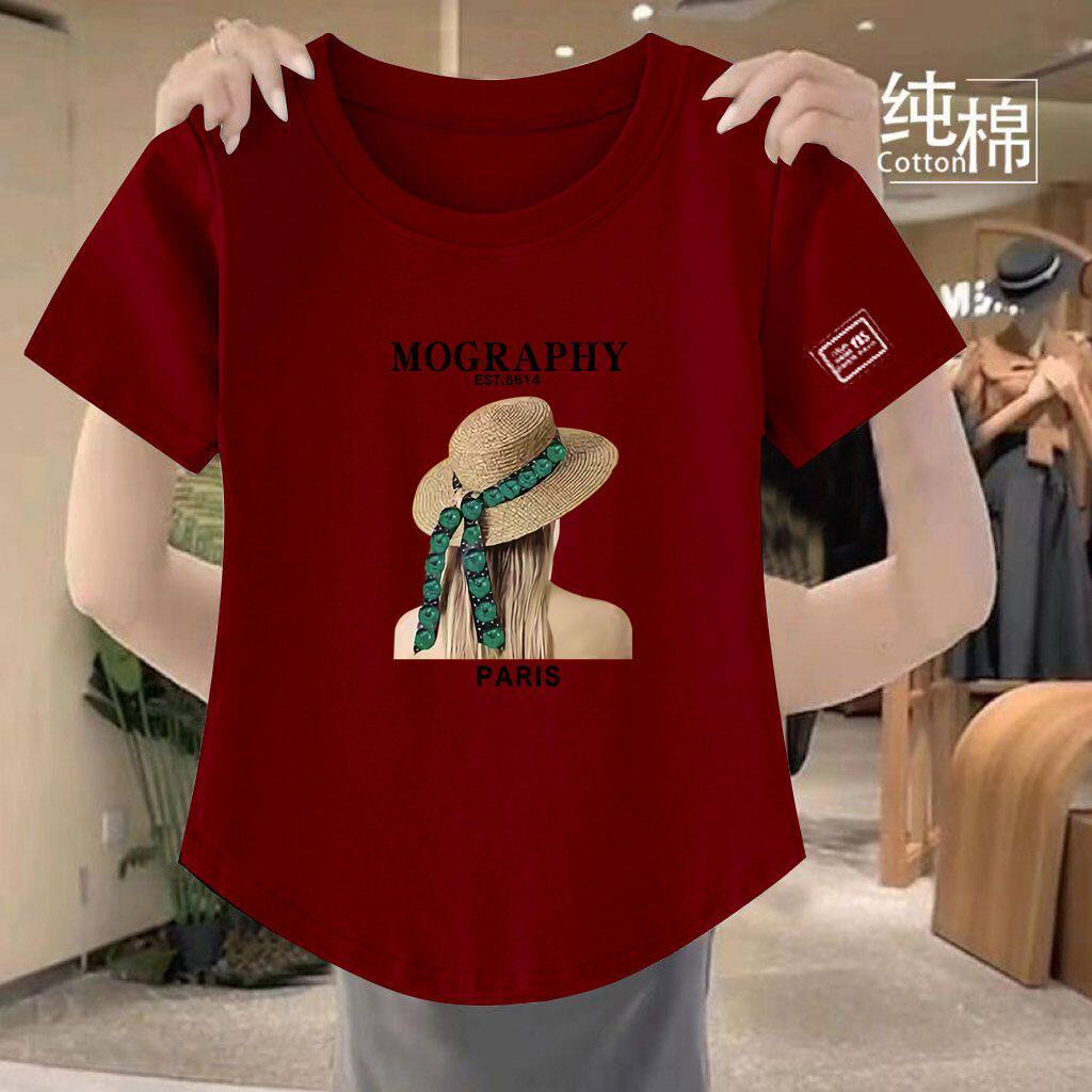 100%纯棉女款印花圆领短袖,冲!
