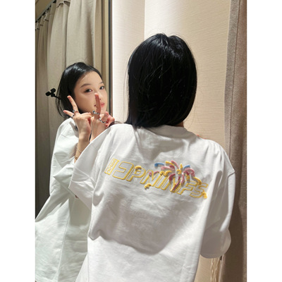 美式高街刺绣短袖t恤女夏季纯棉
