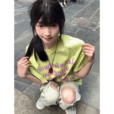 国潮牌美式高街满印字母短袖t恤