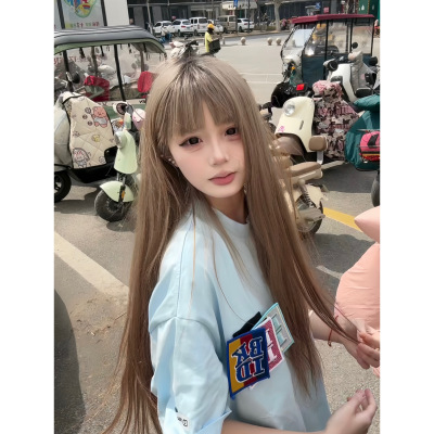 美式高街魔术贴蓝色短袖t恤女夏