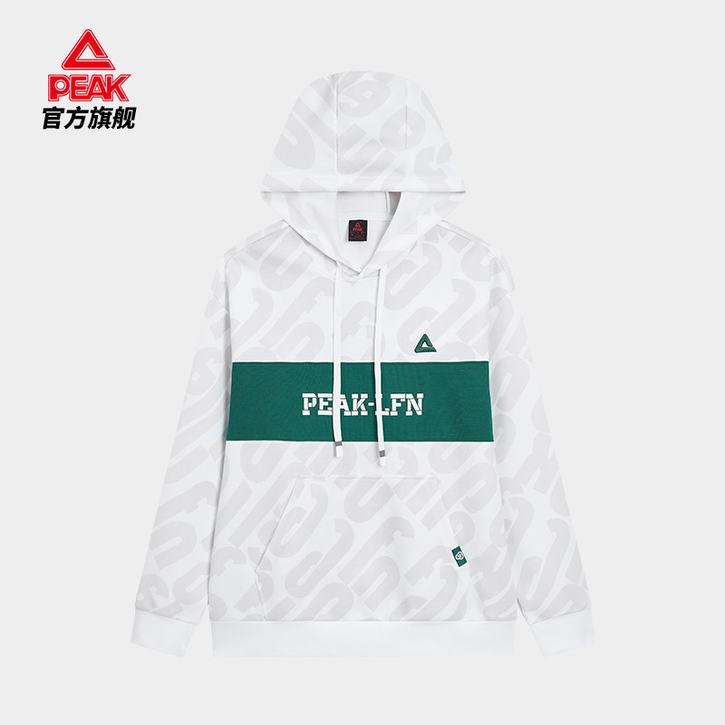 Peak匹克男款连帽套头薄款卫衣时尚百搭休闲运动字母印花长袖上衣
