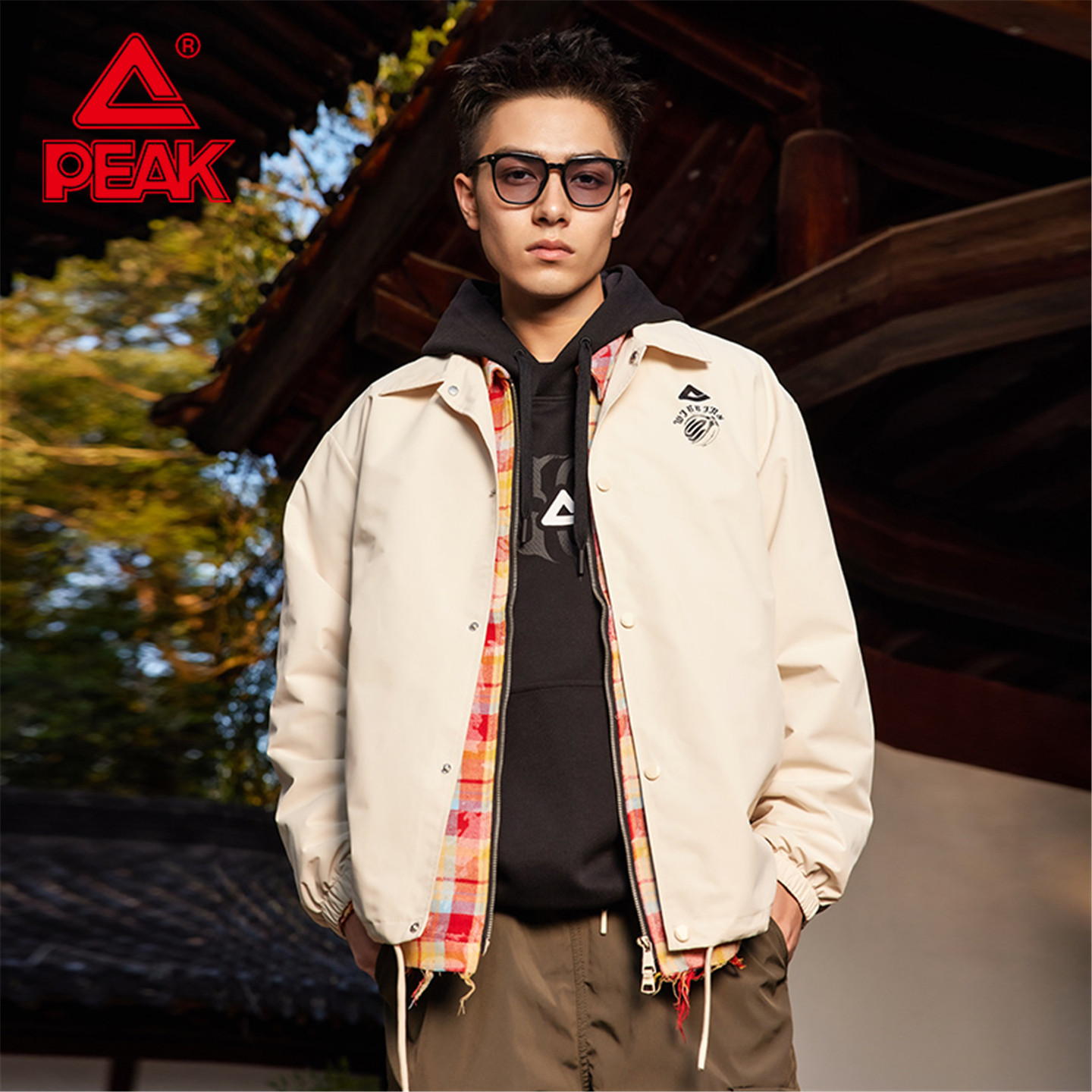 匹克梭织风衣运动时尚开胸单衣舒适男女款短外套夹克百搭运动服