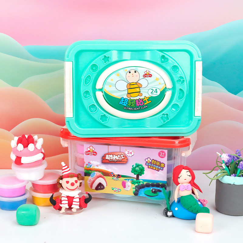 创乐多超轻粘土彩泥diy黏土益智套装12色24色超轻粘土创意泥