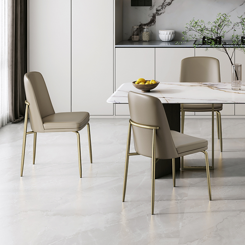 餐椅家用现代简约轻奢椅子头层牛皮真皮靠背椅北欧餐桌休闲椅5903