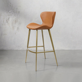 吧台椅子高脚凳子真皮头层牛皮进口意式 轻奢中岛台椅子吧台凳7268