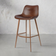 吧台椅高脚凳进口头层牛皮真皮油蜡牛皮酒吧椅子轻奢北欧吧椅7335