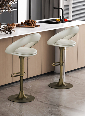吧台椅升降旋转靠背轻奢意式极简美式中岛台椅子家用设计师款7369