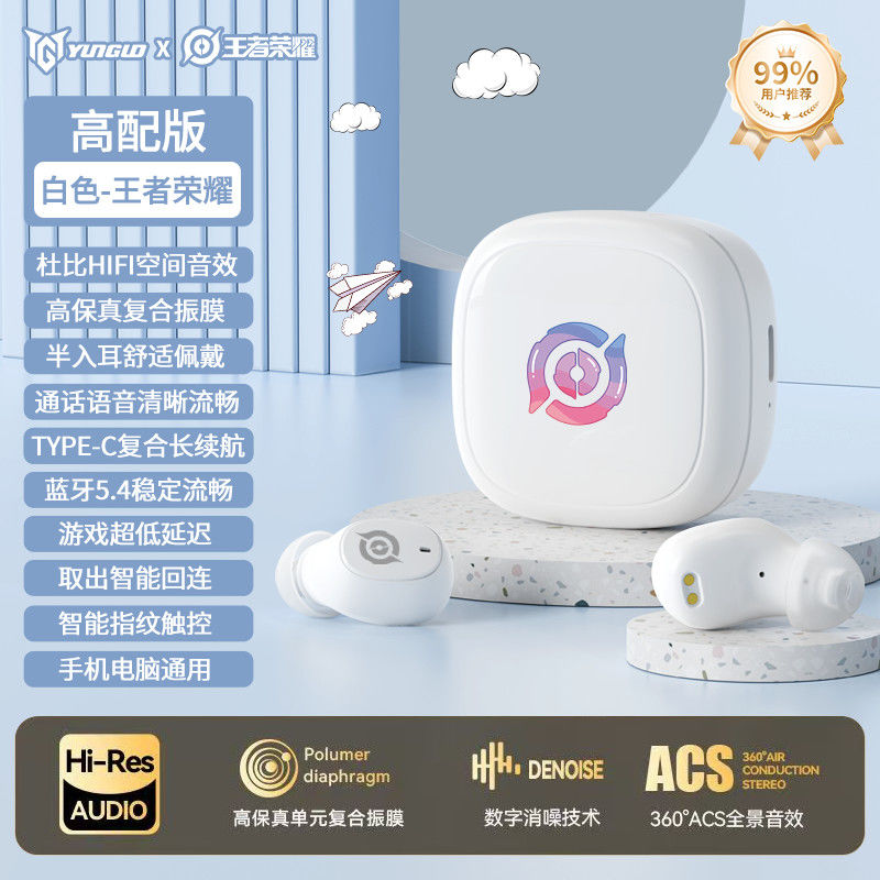 原初者5.4无线蓝牙耳机睡眠AI主动降噪重低音低延迟抗风燥入耳式