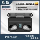 原初者F9无线蓝牙耳机ENC主动降噪双麦通话清晰数显重低音低延迟