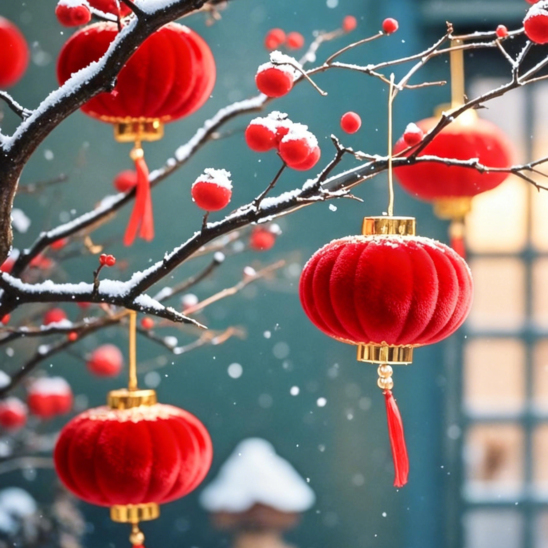 【优质植绒】小红灯笼挂饰2026