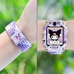 z8编织弹力磁吸z7a 适用小天才电话手表z10表带z9少年版 q3替换腕带z11印花保护壳 紫色小魔女