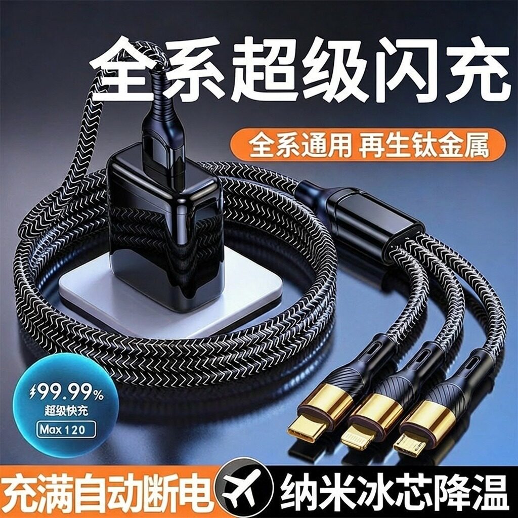 120MAX充电线三合一数据线