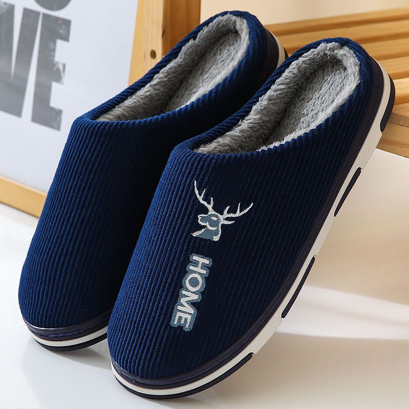 大码棉拖鞋男冬士季加绒厚底居家用室内保暖拖鞋冬天防滑棉拖鞋女