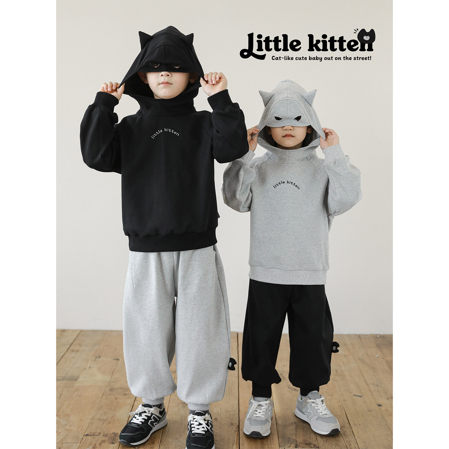 幼悠男童2025秋季新款小怪兽连帽卫衣厚实保暖束脚裤儿童运动套装