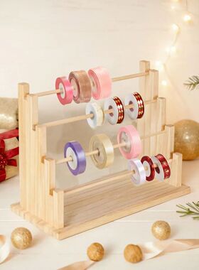 Solid Wood Ribbon Rack, 4/6 Layer Handicraft Storage and Org