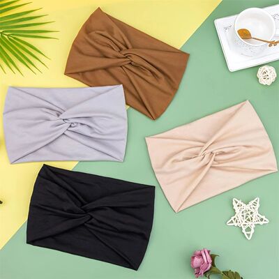 4-Piece Broad Headwrap, Gentle, Bohemian Design Headband Wit