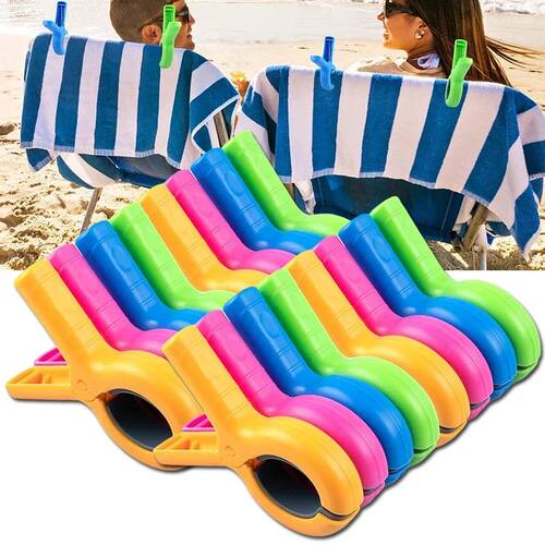 Storage Bag Included, 4/8 Pcs Large Beach Towel Clips for Be
