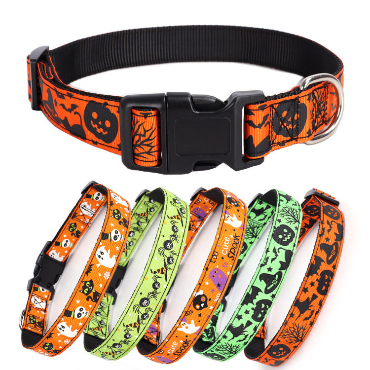 Pet dog collar Halloween pumpkin bat Ghost Day dog ring 项圈