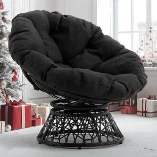 Ergonomic Wicker Papasan Chair With Soft Thick Density Fabri