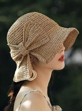 Summer Weaven Hollow Straw Hat Women Fashion Bowknot Sunscre