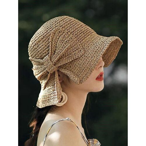 Summer Weaven Hollow Straw Hat Women Fashion Bowknot Sunscre