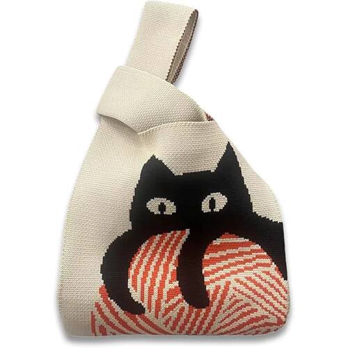 Ladies' knitted portable wrist bag for storage, fashionable