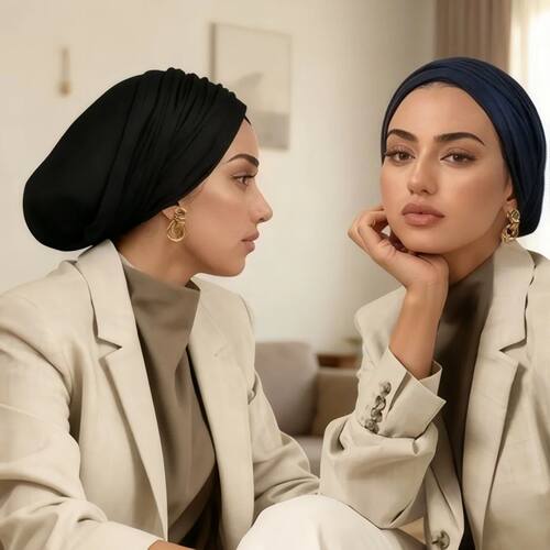 1Pc Islamic Muslim Tie Solid Color Headscarf, Ethnic Retro S