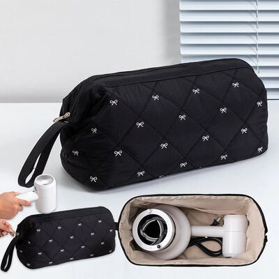 Bow Embroidery Hair Dryer Storage Bag, Large Capacity Storag