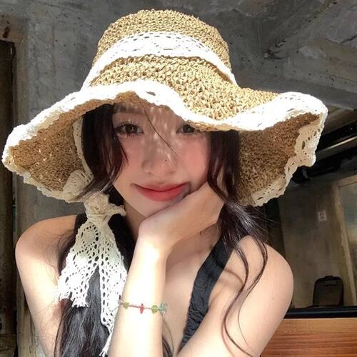 New Women'S Hollowed Out Large Brim Sun Hat Summer Outdoor L