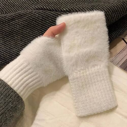 Autumn Winter Women's Soft Mink Fleece Fingerless Gloves - P