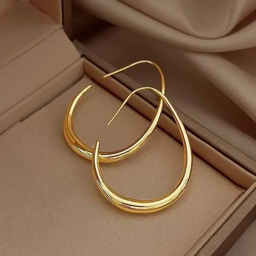 Retro Hot Sale Geometric Oval Hoop Earrings for Women Simple