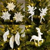 Tree Angel Hanging Christmas Ornaments Snowflake Deer White