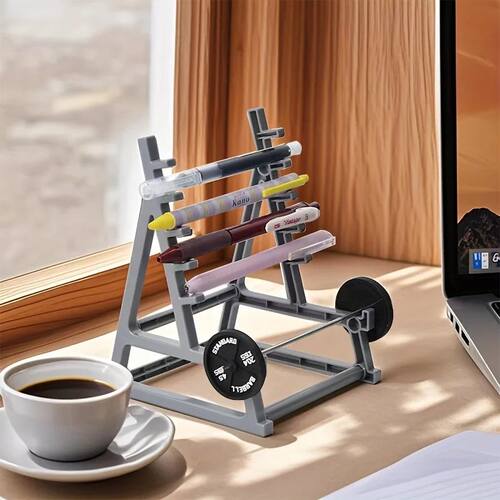1pc Mini Barbell Pen Holder – Fitness-Themed Desk Decor & F