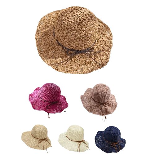 Women Summer's Straw Hat Handmade Fashion Bowknot Foldable S