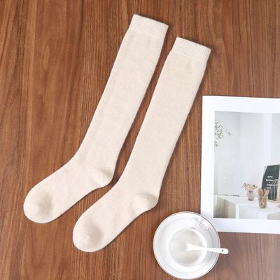 Women's Cashmere Blend Long Leg Socks Solid Color Winter Ank