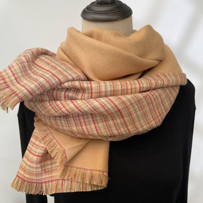 经典加厚，实用双面格子围巾