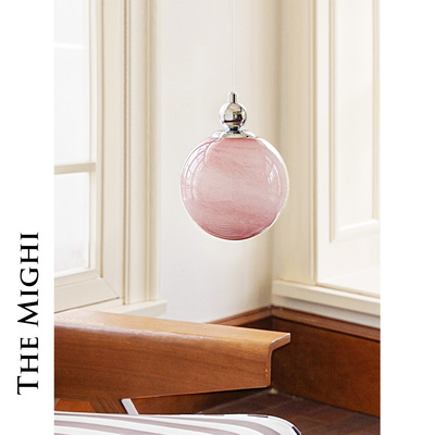 米极光影中古卧室床头粉色星球吊灯法式飘窗玄关衣帽间玻璃气氛灯