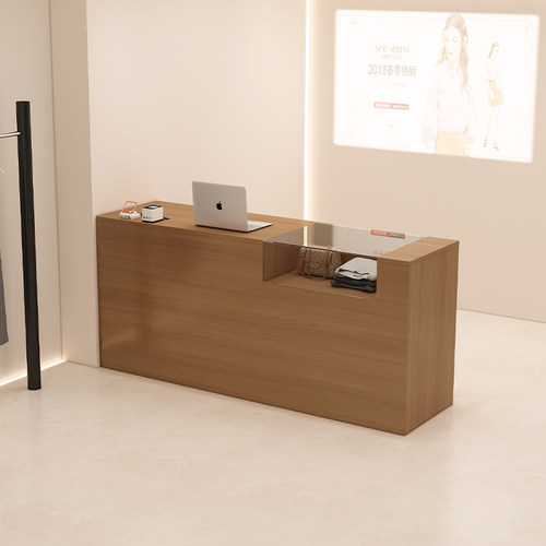 服装店收银台中古风带玻璃吧台女装店铺小型前台美发美容院接待台