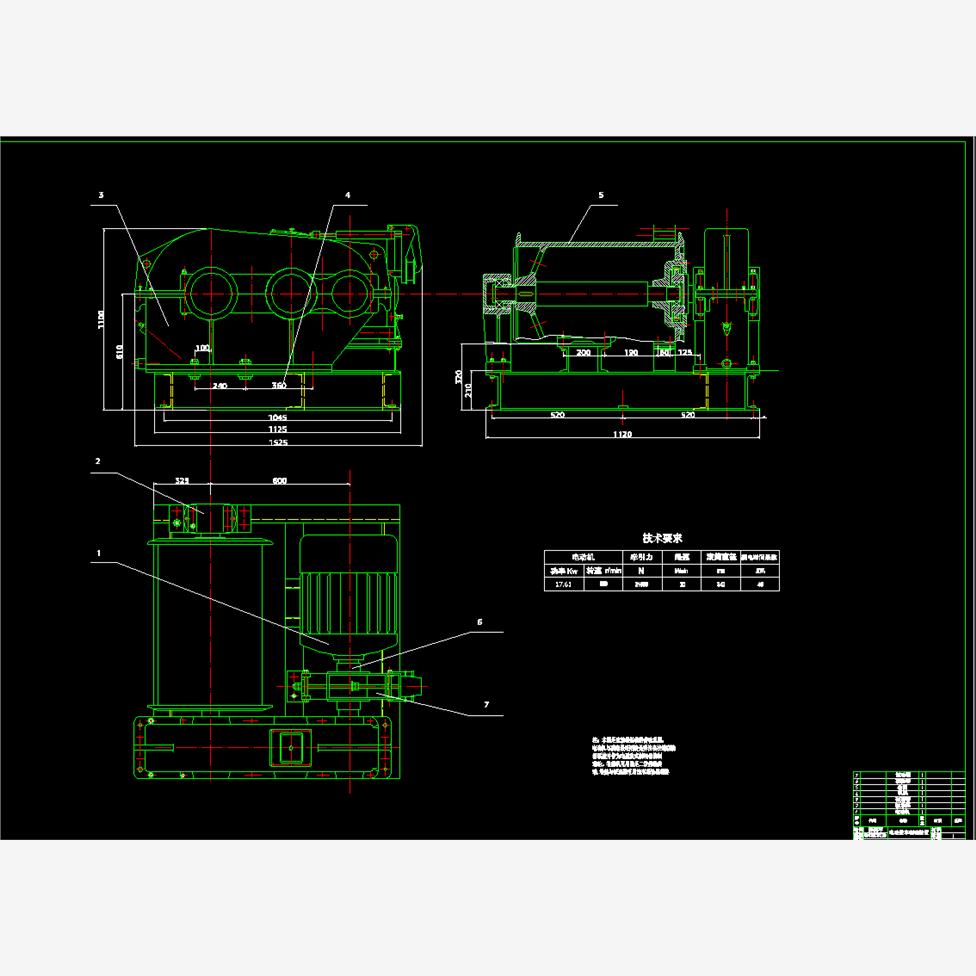 JK型建筑卷扬机设计2D图机械CAD素材